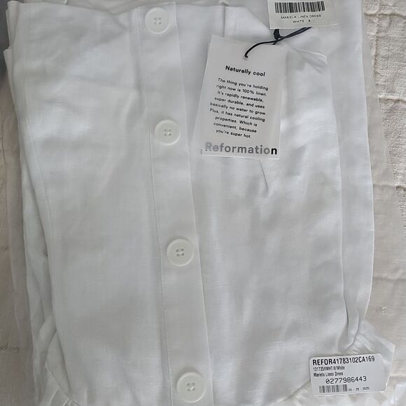 Reformation Mariela Linen Dress White Size 8 - Picture 2 of 7